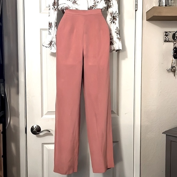 Josephine Chaus Silk Pleated Coral Pink Dress Pants Sz 6 - Picture 2 of 9